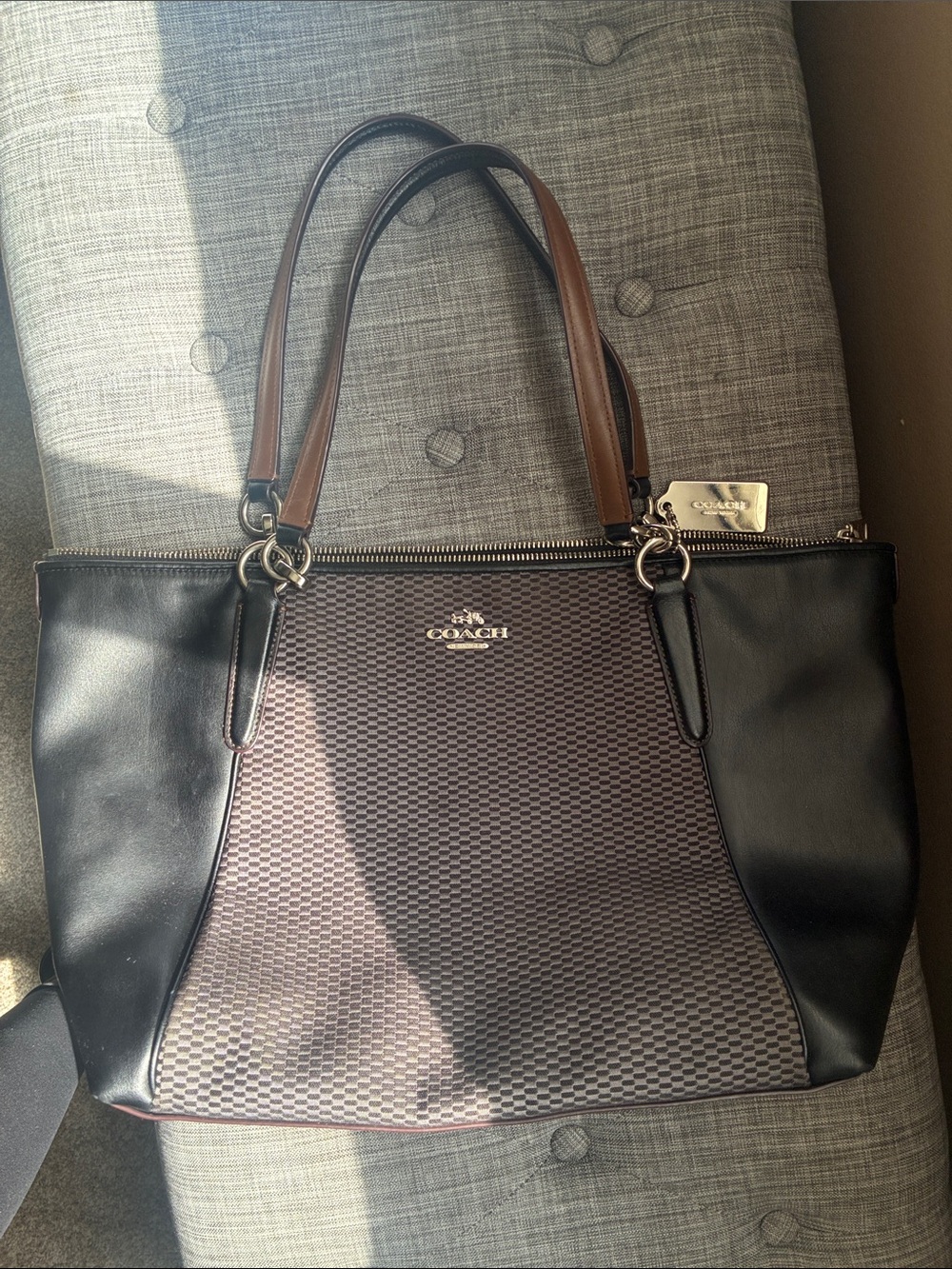 Coach Black and Brown Signature Pattern Tote
